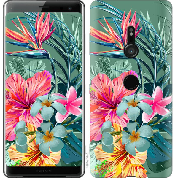 

Чехол на Sony Xperia XZ3 H9436 Тропические цветы v1 (04798)