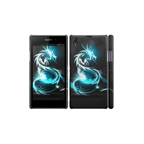 

Чехол на Sony Xperia Z1 C6902 Бело-голубой огненный дракон (04798)