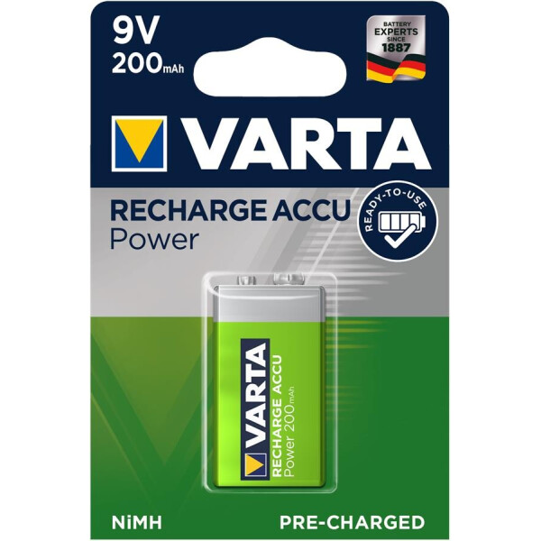 

Аккумулятор VARTA RECHARGEABLE ACCU 6F22 9V 200mAh BLI 1 NI-MH (READY 2 USE)