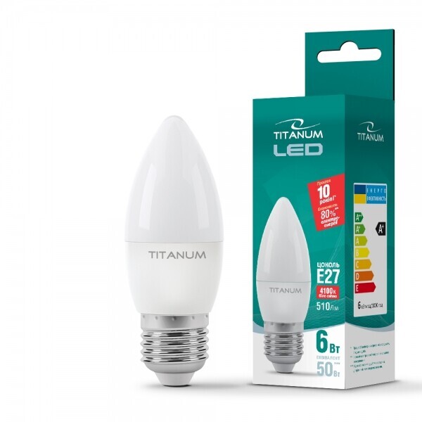 

Лампа светодиодная TITANUM C37 6W E27 4100K (TLС3706274)