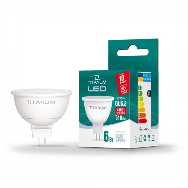 

Лампа светодиодная TITANUM MR16 6W GU5.3 4100K (TLMR1606534)