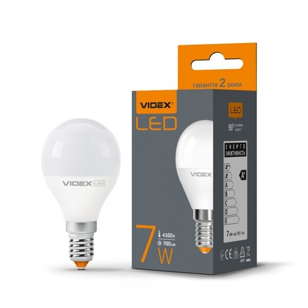 

Лампа светодиодная VIDEX G45e 7W E14 4100K (VL-G45e-07144)