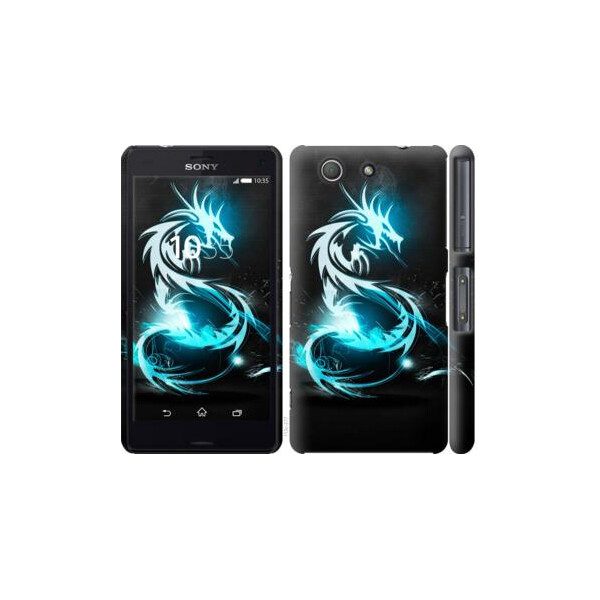 

Чехол на Sony Xperia Z3 Compact D5803 Бело-голубой огненный дракон (04798)