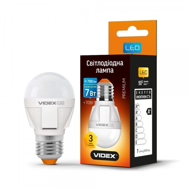 

Лампа светодиодная Videx G45 7W E27 3000K 220V (VL-G45-07273)