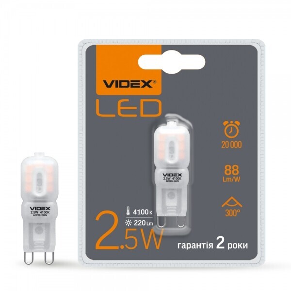 

Лампа светодиодная VIDEX G9e 2.5W G9 4100K 220V (VL-G9e-25224)