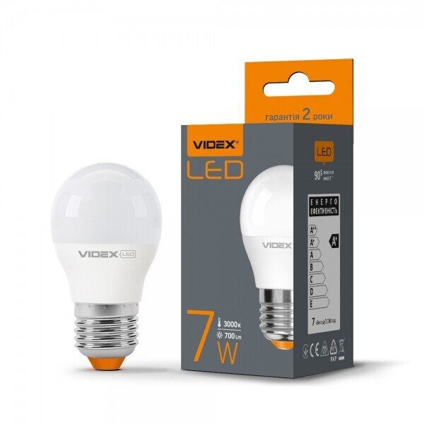 

Лампа светодиодная VIDEX G45e 7W E27 3000K (VL-G45e-07273)