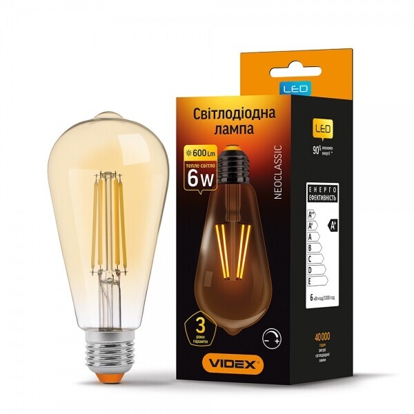 

Лампа филаментая Videx ST64FAD 6W E27 2200K 220V диммер (VL-ST64FAD-06272)