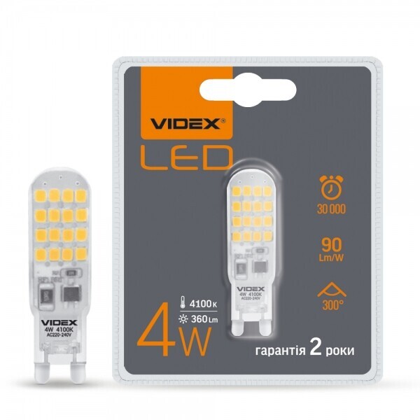 

Лампа светодиодная VIDEX G9S 4W G9 4100K 220V Cиликон (25755)