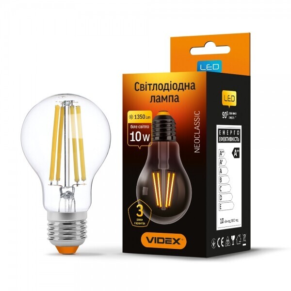 

Лампа филаментная VIDEX Filament A60F 10W E27 4100K 220V (VL-A60F-10274)