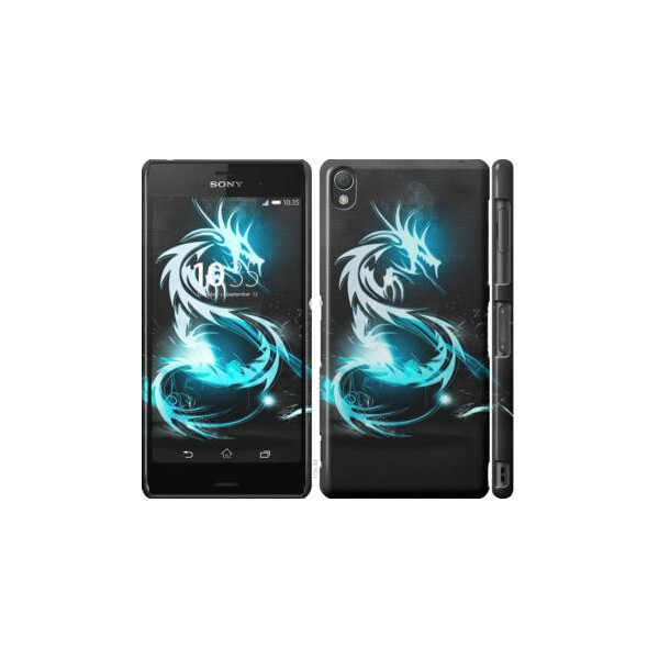 

Чехол на Sony Xperia Z3 D6603 Бело-голубой огненный дракон (04798)