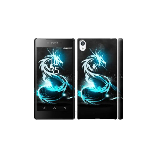 

Чехол на Sony Xperia Z5 Premium E6883 Бело-голубой огненный дракон (04798)