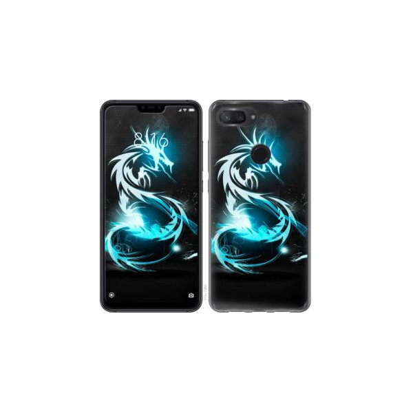 

Чехол на Xiaomi Mi 8 Lite Бело-голубой огненный дракон (04798)