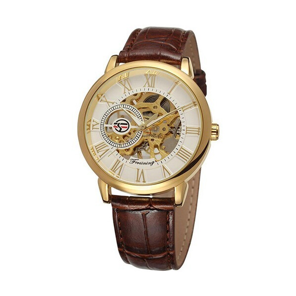

Наручные часы Forsining 8099 Brown-Gold-White
