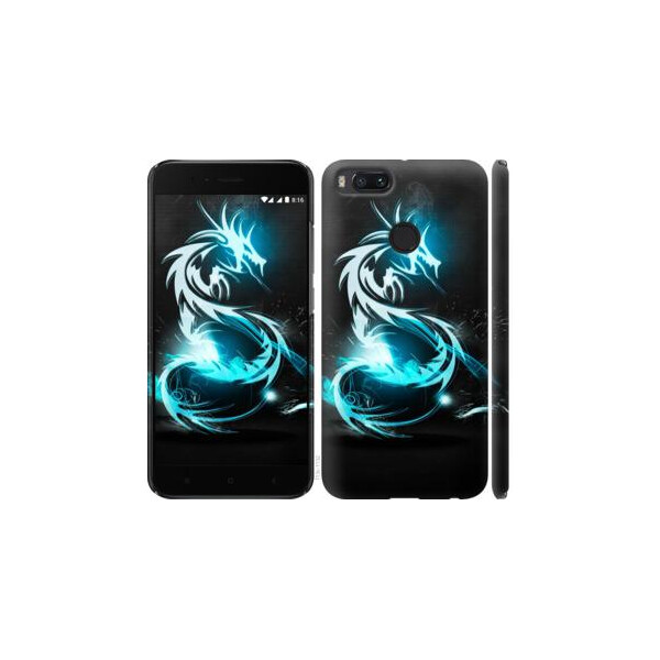 

Чехол на Xiaomi Mi A1 Бело-голубой огненный дракон (04798)