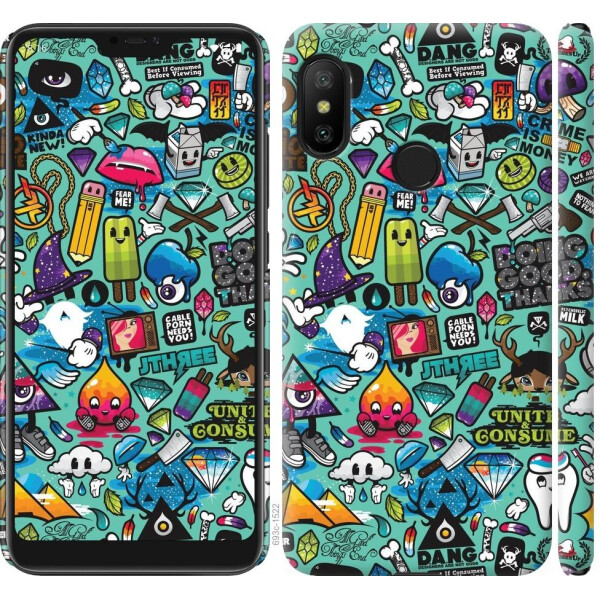 

Чехол на Xiaomi Mi A2 Lite Стикер бомбинг 1 (04798)