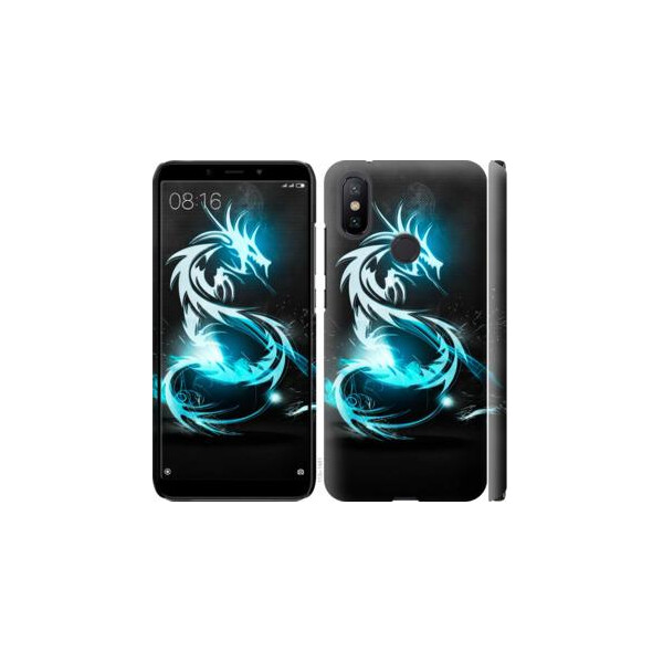 

Чехол на Xiaomi Mi A2 Бело-голубой огненный дракон (04798)