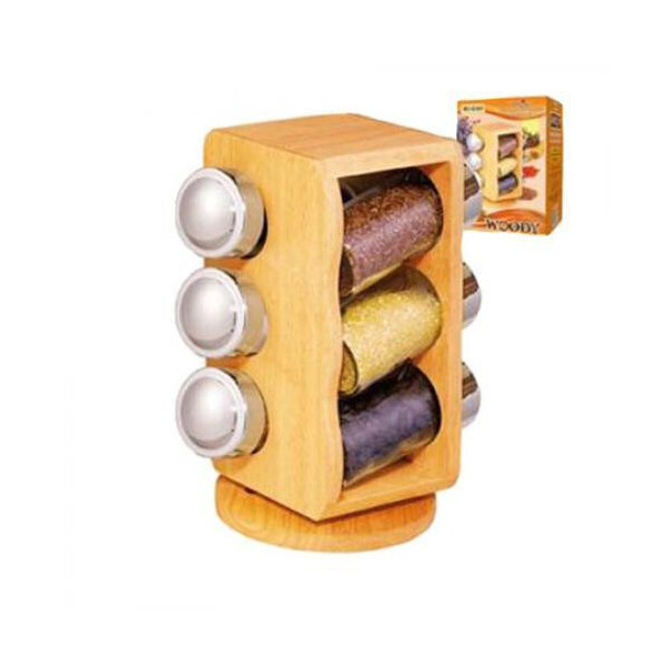 

Набор для специй на подставке Stenson Woody MS-0369 7 предметов