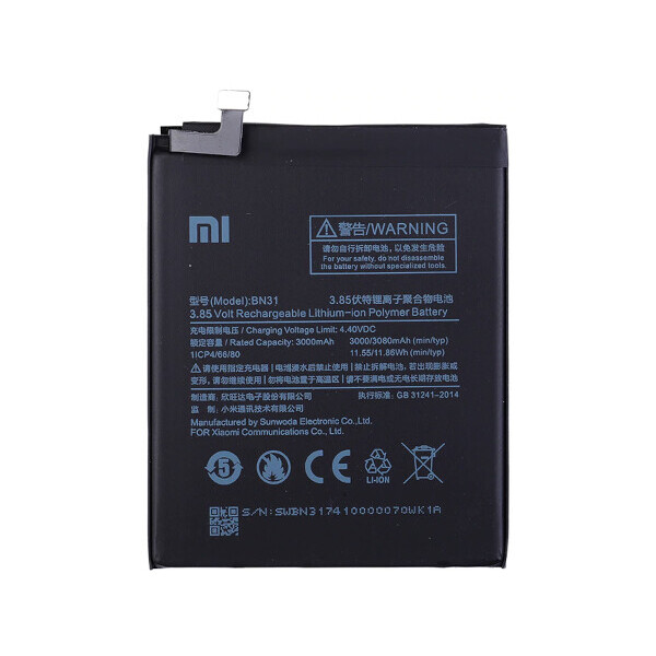

Батарея Xiaomi BN31 (Mi A1, Mi 5X, Redmi Note 5A, Redmi Note 5A Pro)