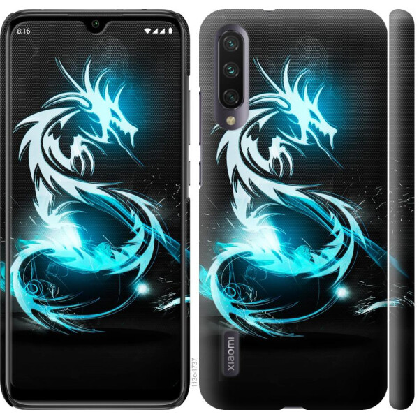 

Чехол на Xiaomi Mi A3 Бело-голубой огненный дракон (04798)