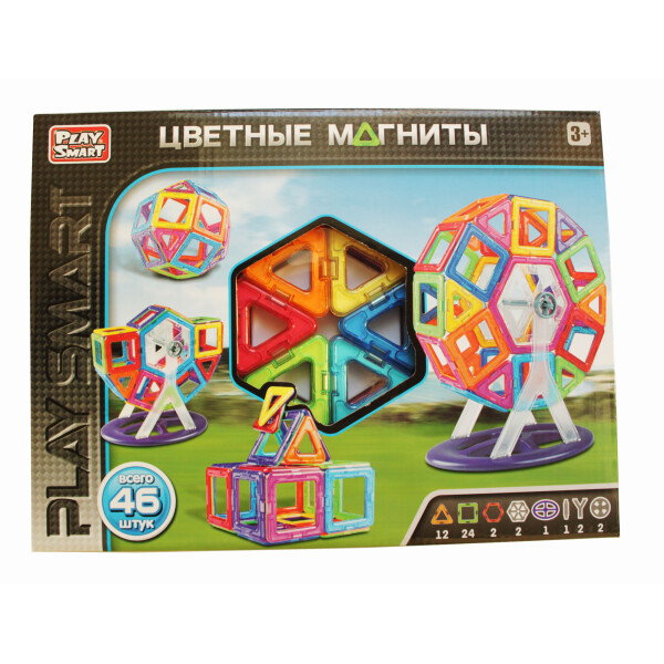 

Цветные магниты Play Smart конструктор 46 штук (080987)