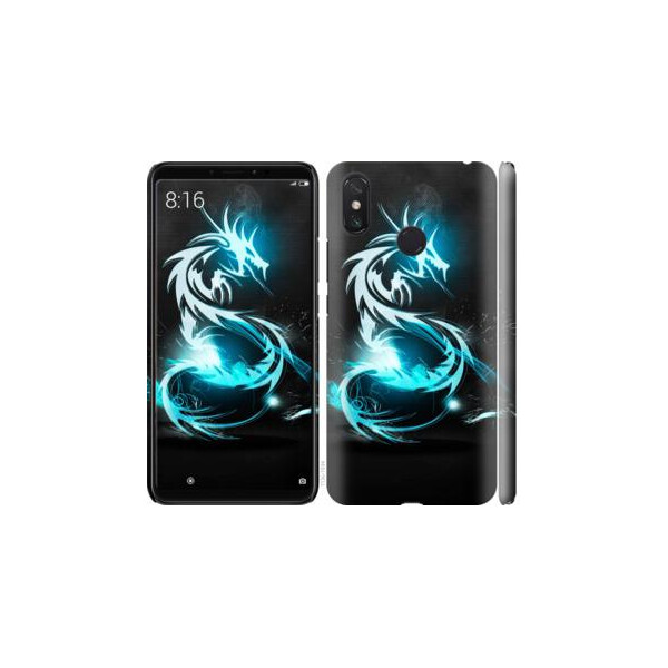 

Чехол на Xiaomi Mi Max 3 Бело-голубой огненный дракон (04798)