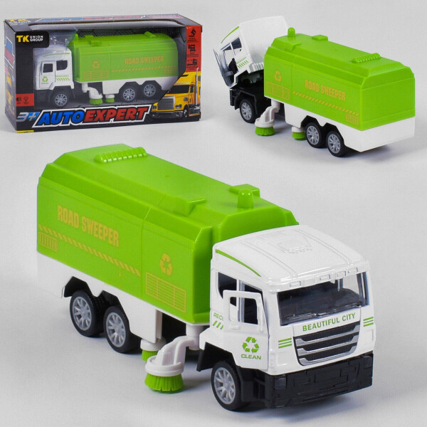 

Мусоровоз металлопластиковый Kimi со световым и звуковым эффектом Бело-салатовый 6977258092030