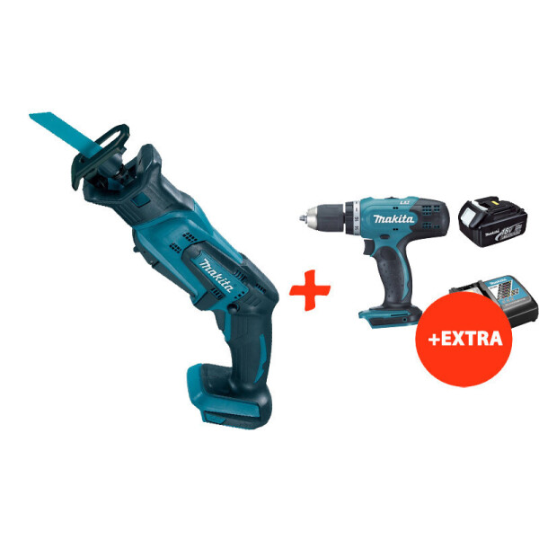 

Аккумуляторная сабельная пила Makita DJR183Z+аккумуляторная дрель-шуруповерт Makita DDF453RFX7 (DJR183RFX7)