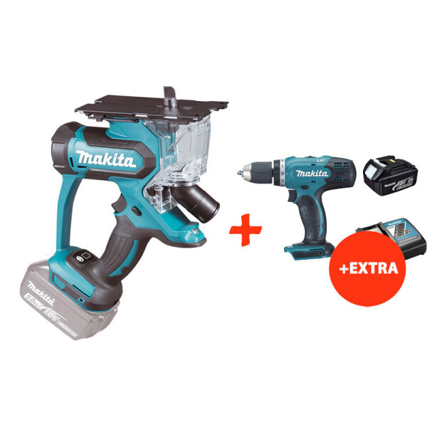 

Аккумуляторная пила для гипсокартона Makita DSD180Z+аккумуляторная дрель-шуруповерт Makita DDF453RFX7