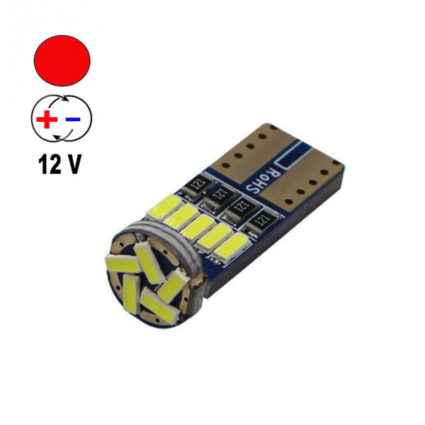

Автолампа Terra T10 / W5W, цоколь W2.1x9.5d, 4040х14smd, красный, 12-24V