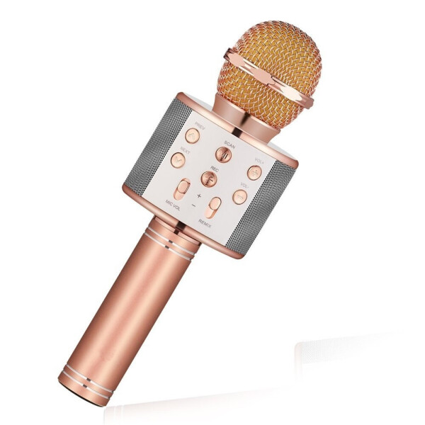 Акція на Беспроводной микрофон для караоке Wster WS-858 Розовое золото (13340-2) від Allo UA
