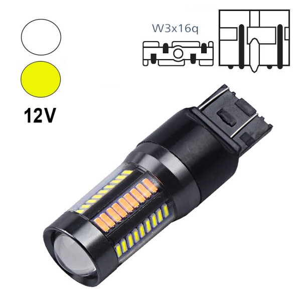 

Автолампа Terra W21/5W / 7443, цоколь W3x16q, 4014x66smd, белый и желтый, 12V