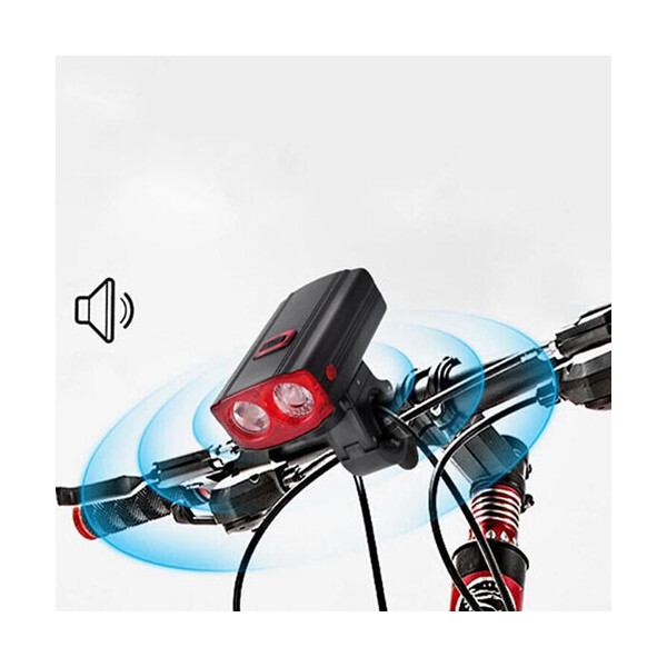 

Велосипедный фонарь + звонок 581-A-2L2 ULTRA LIGHT, алюминий + пластик, micro USB, встроенный аккумулятор