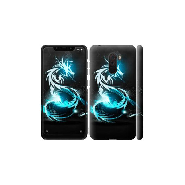 

Чехол на Xiaomi Poco F1 Бело-голубой огненный дракон (04798)