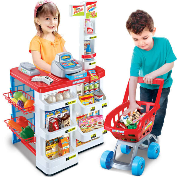 

Детский Игровой набор Home Supermarket, супермаркет | Набор супермаркет касса, продукты, тележка