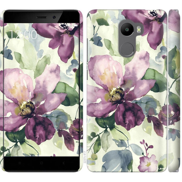 

Чехол на Xiaomi Redmi 4 Цветы акварелью (04798)