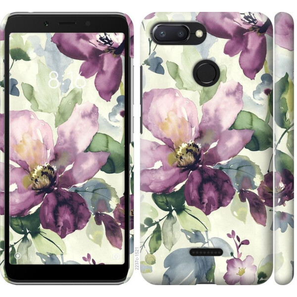 

Чехол на Xiaomi Redmi 6 Цветы акварелью (04798)