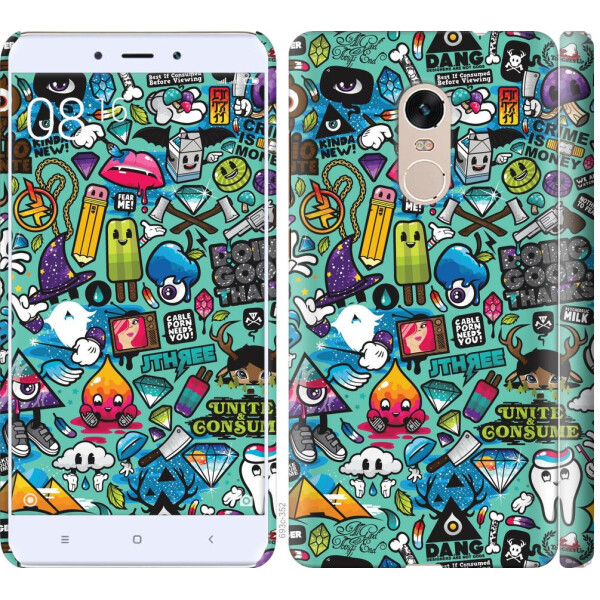 

Чехол на Xiaomi Redmi Note 4 Стикер бомбинг 1 (04798)