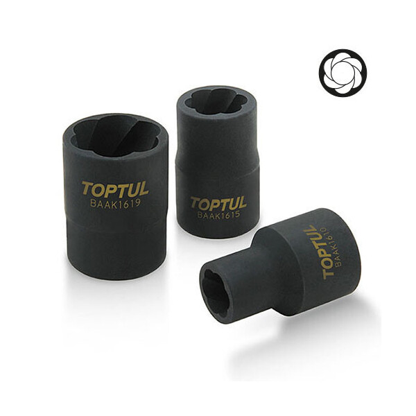 

Головка-экстрактор для поврежденных болтов 1/2" 24мм TOPTUL BAAK1624