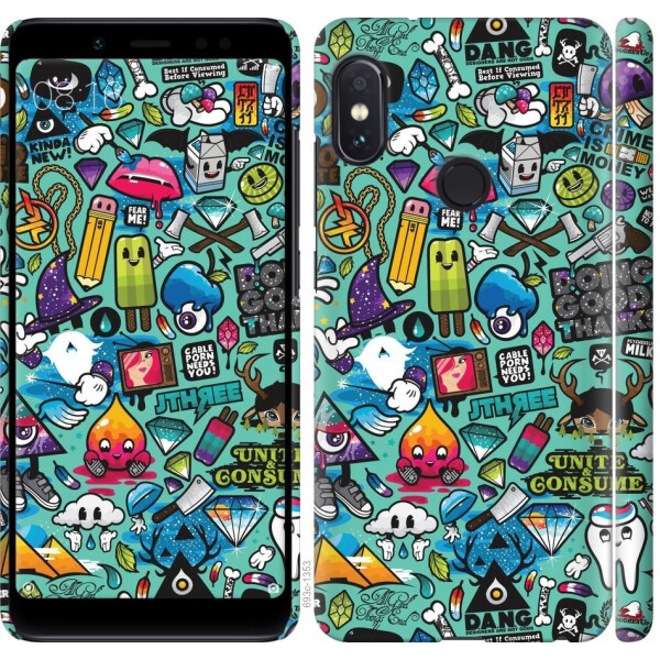 

Чехол на Xiaomi Redmi Note 5 Pro Стикер бомбинг 1 (04798)