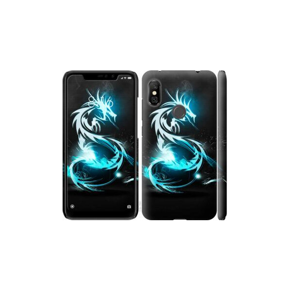 

Чехол на Xiaomi Redmi Note 6 Pro Бело-голубой огненный дракон (04798)