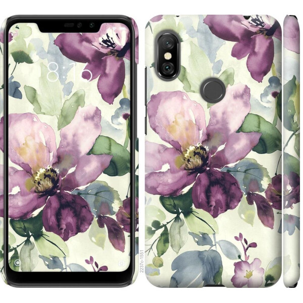 

Чехол на Xiaomi Redmi Note 6 Pro Цветы акварелью (04798)