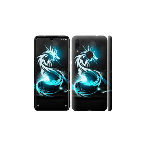 

Чехол на Xiaomi Redmi Note 7 Бело-голубой огненный дракон (04798)