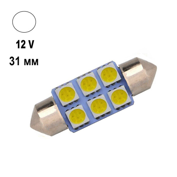 

Автолампа Terra Festoon, цоколь SV8.5-8, 5050x6smd, 31мм, белый, 12V