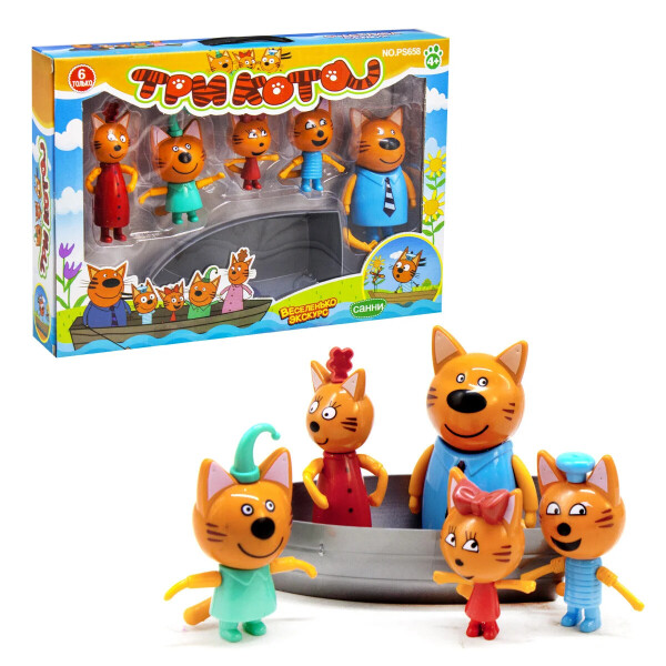 

Игровой набор Три Кота в лодке | Набор 5 фигурок, лодка