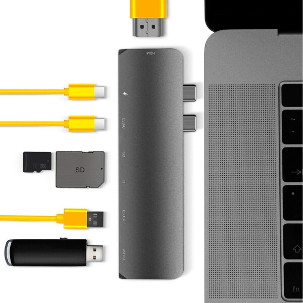 

USB-хаб Qitech Aluminum Type-C + Type-A + HDMI 4K + MicroSD + SD Space Gray (QT-Hub1)