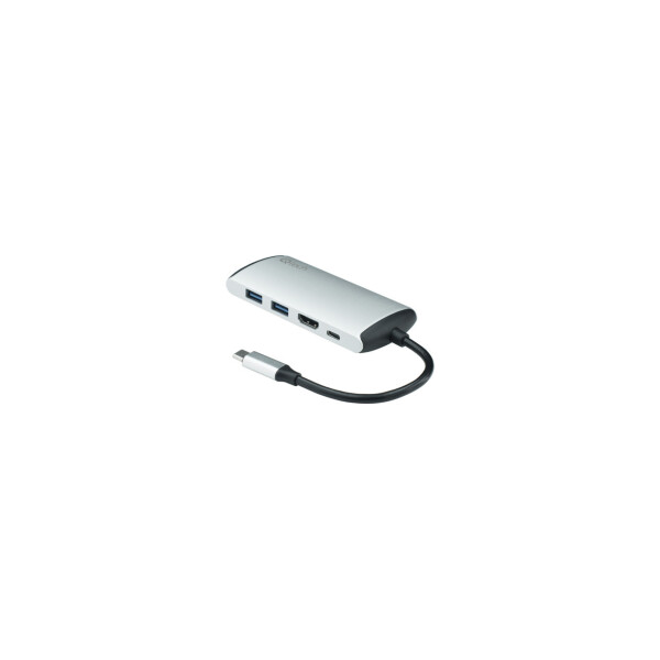 

USB-хаб с кабелем Qitech Aluminum Type-C + 3 Type-A + HDMI 4K + MicroSD + SD + Ethrernet 8 в 1 silver