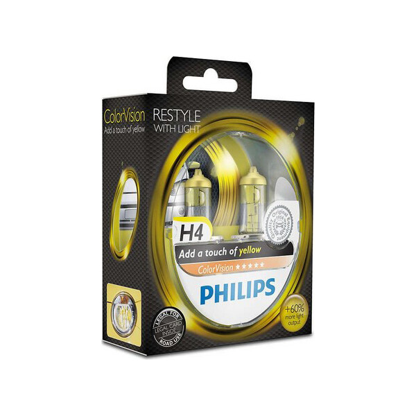 

PHILIPS 12342CVPYS2 H4 60/55W 12V P43t ColorVision Yellow