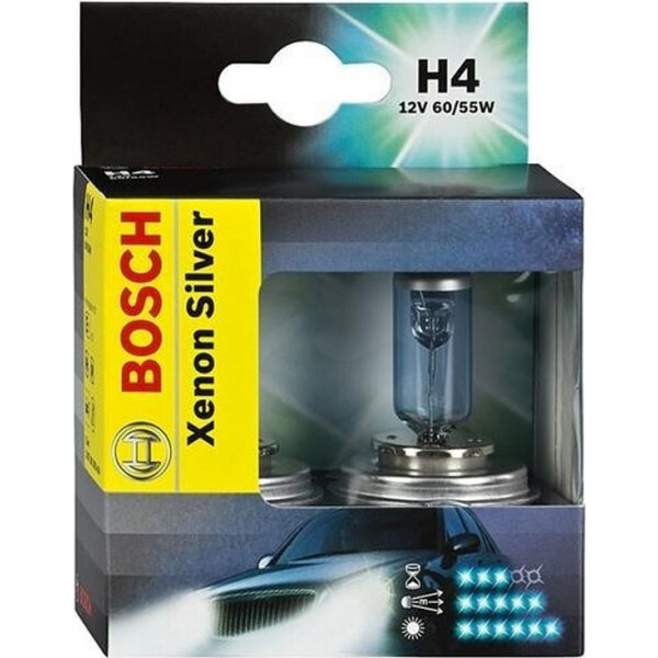 

BOSCH Xenon Silver Н4 60/55W 12V P43t (1987301081) 2шт/бокс