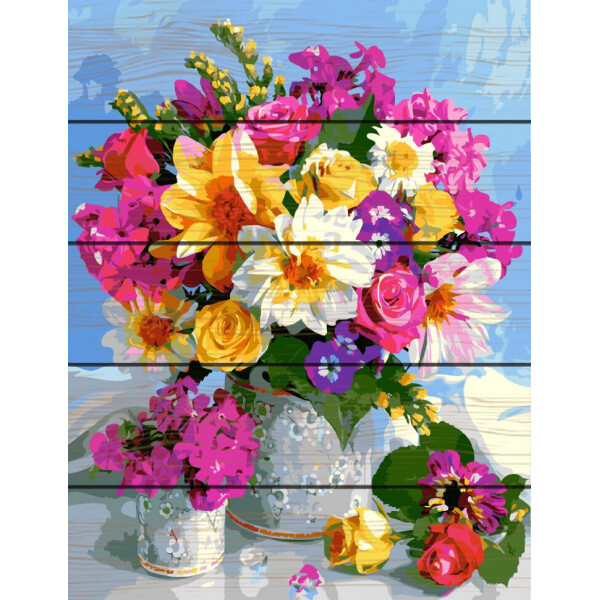 

Картина по номерам на дереве. Rainbow ArtРоскошный букетGXT5546-RA