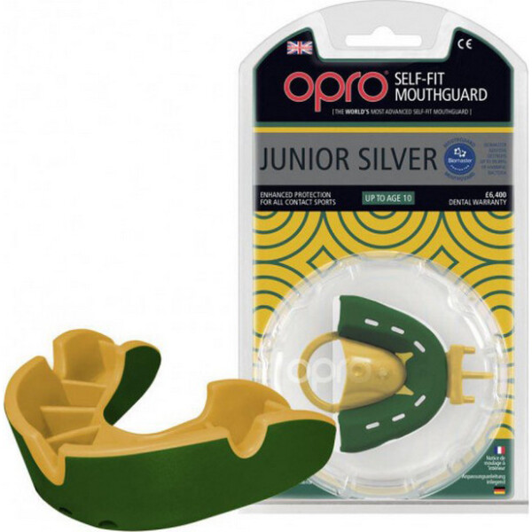 

Капа OPRO Junior Silver Green/Gold (00021296)